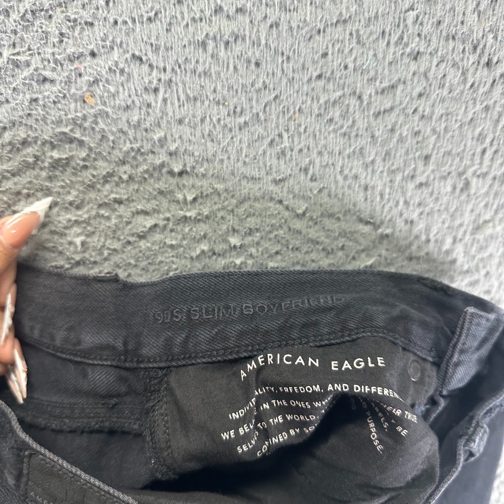 VTG American Eagle Outfitters Jean Women 28x28 Black Denim Boyfriend Distressed - Picture 4 of 11